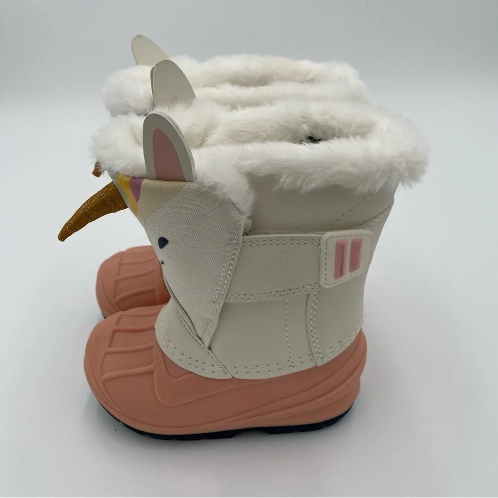 Cat & Jack Thermolite Unicorn Faux Fur Lined Little Girl Snow Boots Shoes Size 6